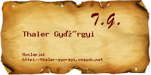 Thaler Györgyi névjegykártya